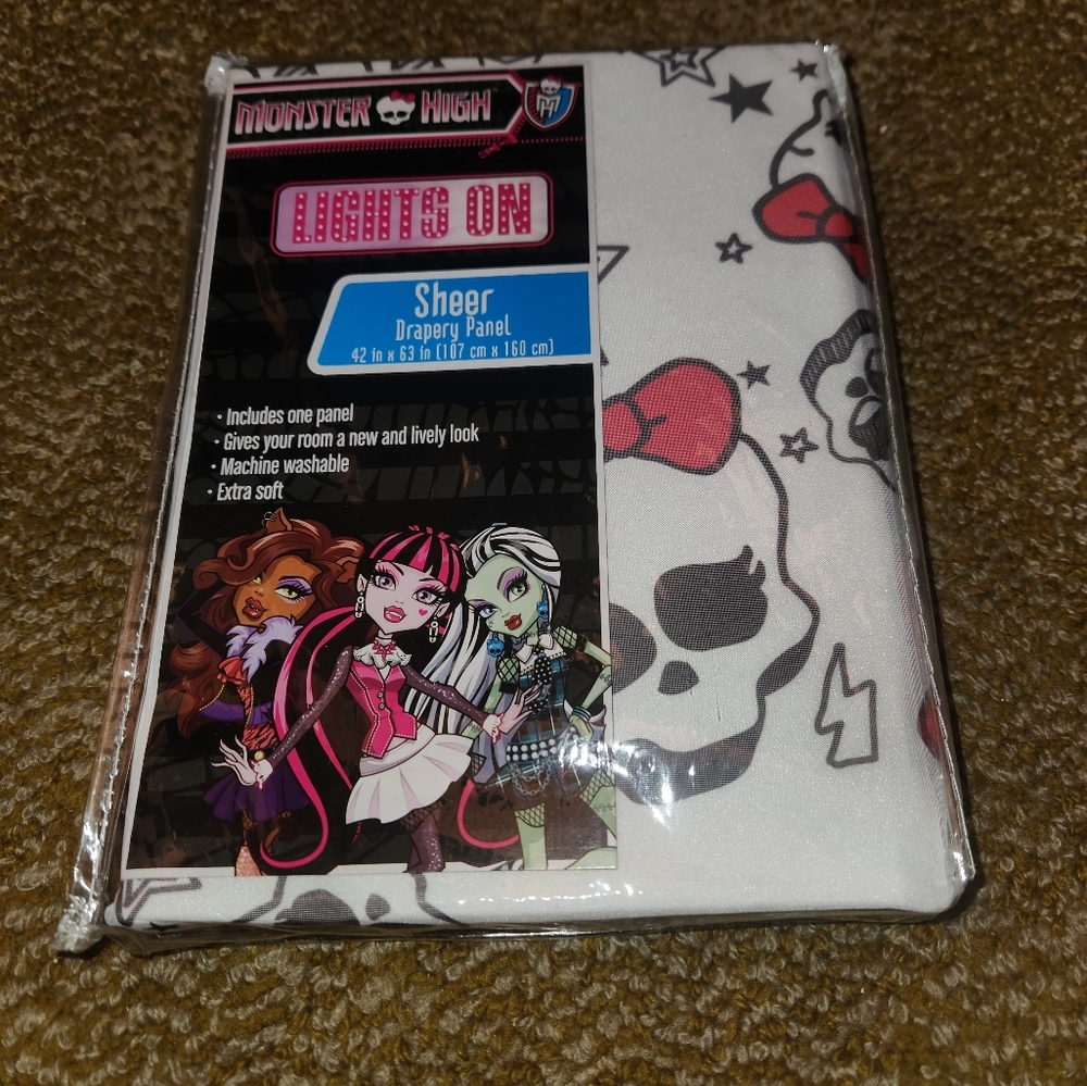 Monster High Sheer Drapery Panel 2013 42 in × 63 in